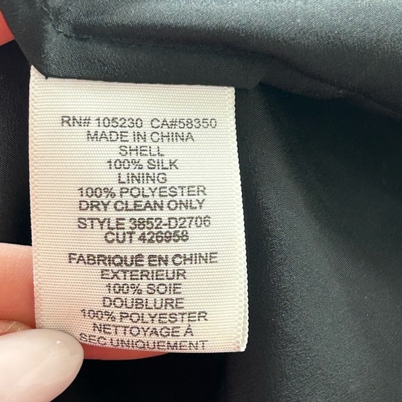 Joie Grover Silk Mini Long Sleeve Dress in Caviar & Dubonnet - Picture 7 of 11